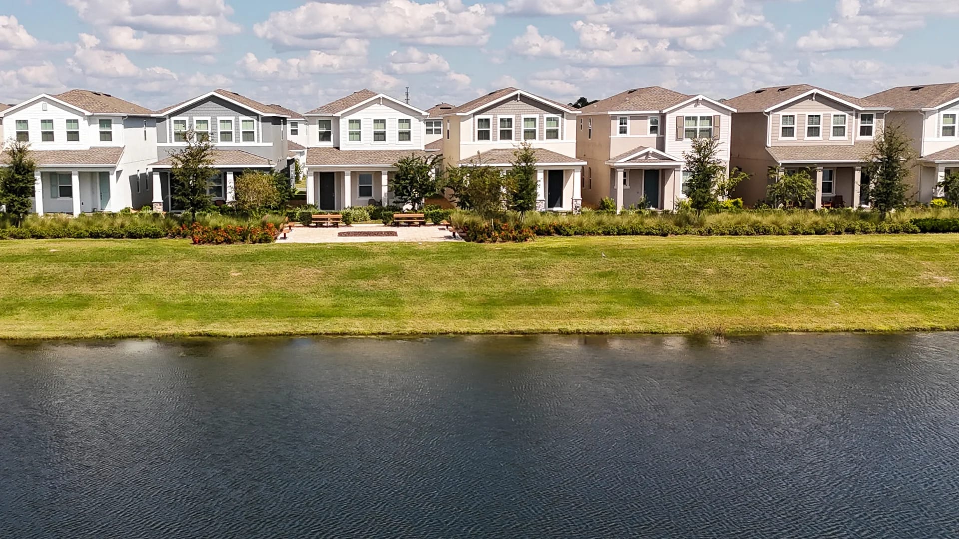 New construction homes streetscape at Osprey Ranch in Winter Garden, Florida